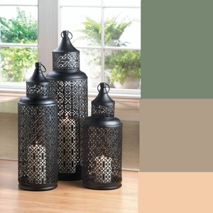 Bulk Ramadhan Decor Mesh Metal <b>Hurricane</b> <b>Lantern</b> Handmade Eco-Friendly Glass Two Tier Candle Holder Set Modern Minimalist Table - Product Image 3