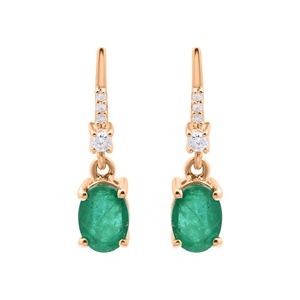 Wholesale 14K Solid White Gold Natural Oval Emerald Dangle Drop Earrings Diamond Accent Fine Jewelry Memoria Jewels - Product Image 4