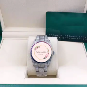 Montre de luxe personnalisée pour homme 41mm en acier inoxydable couleur arc-en-ciel montre avec moissanite et diamant design glacé cadeau parfait pour homme - Product Image 2