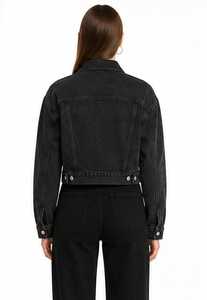 Chaqueta Vaquera para Mujer, Cuello Camisero, Color Sólido, Cierre de Botones - Product Image 5