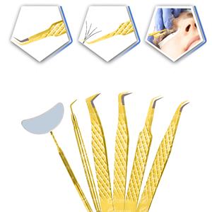 Pince à épiler d'extension de cils en acier inoxydable et en titane de marque privée en gros Outil à cils à pointe en fibre de volume - Product Image 5