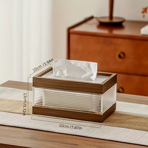 Boîte à mouchoirs en acrylique et bois, bois épaissi pour salle à manger, salon, chambre - Élégante boîte à mouchoirs en acrylique et bois - Product Image 6