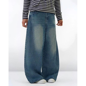 Custom <b>Men</b>’s Baggy <b>Jeans</b> Premium Denim Fabric Loose Fit <b>Wide</b> <b>Leg</b> Streetwear Pants Vintage Wash Fashion - Product Image 4