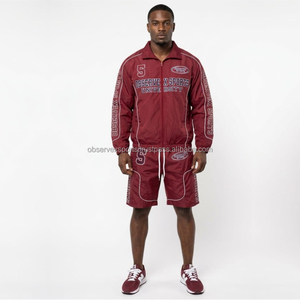 Conjunto de Chaqueta y Pantalones Cortos Deportivos para Hombre, Térmicos, Bordados, de Primera Calidad, con Diseño de Logotipo Personalizado, Chaqueta de Poliéster con Estampado - Product Image 1