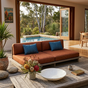 WholesaleTeak Wood Outdoor Sofa Set Modern Garden Lounge <strong>Furniture</strong> with Coffee Table and Sun Lounger <strong>for</strong> Australian Villa Patio - Product Image 1