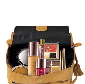 Bolsa de Cosméticos Clásica de Cuero, Tamaño Mediano, Cierre de Cremallera, Organizador de Artículos de Aseo Multifuncional para Viaje, Color Bronceado - Product Image 5