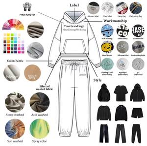 Ensemble survêtement streetwear OEM personnalisé, hiver, numérique, oversize, avec strass, respirant, à fermeture éclair, sweat à capuche et pantalon de survêtement, marque privée - Product Image 2
