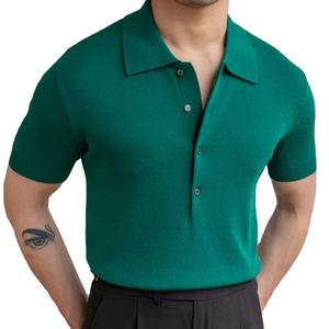 เสื้อโปโลผู้ชายแบบสั่งทำคุณภาพสูงเสื้อกีฬาลำลองผ้าฝ้ายระบายอากาศแขนสั้นโลโก้สไตล์แฟชั่นสตรีท-สีพื้น - Product Image 1