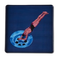 Plateau en métal émaillé bleu carré personnalisé de qualité supérieure pour Bar Mitzvah, Ramadan, cadeaux de mariage - Multifonctionnel, résistant à la chaleur