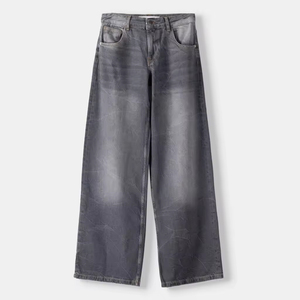 Jean gris délavé pour femme, coupe large, taille haute, style vintage, ample, streetwear - Product Image 2