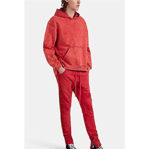 Survêtement décontracté à capuche pour homme, couleur unie, délavé à l'acide - Respirant, poids moyen, manches longues, coupe élégante et confortable - Product Image 3