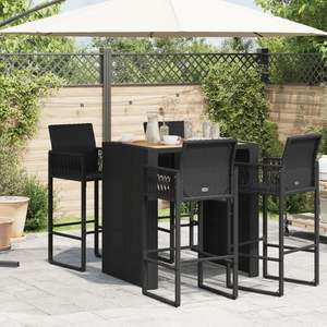 Grande table de bar de jardin en polyrotin résistant aux UV, couleur noire - Product Image 3