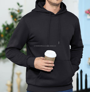<b>Men</b> Oversized Hoodie <b>Black</b> Lightweight Cotton Polyester Blend Casual Streetwear Pullover for Daily Wear - Product Image 5