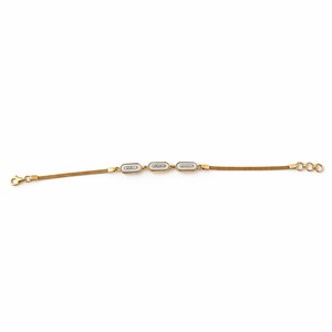 18ct Gold White Enamel <b>Crystal</b> Bar Link <b>Bracelet</b> for Women Elegant Minimalist Chain Jewelry Wedding Party Daily Wear Gift - Product Image 5