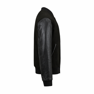 Men'<b>s</b> Customized Colors Varsity <b>Jacket</b> Woolen Body Leather Sleeves Stand Collar Button Front Casual Winter Vintage Patchwork - Product Image 5