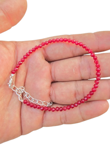 Bracelet de cheville en quartz rubis, perles enfilées, magnifique, qualité supérieure, cristal naturel - Product Image 5