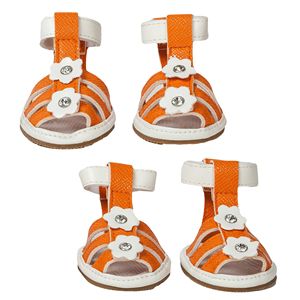 Set of 4 PVC <b>Waterproof</b> Pet <b>Sandals</b> Shoes with Buckle-Supportive Feature - Product Image 1