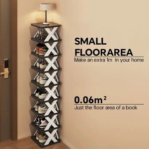 Scarpiera in plastica alta e stretta di 9/2 livelli con Design verticale salvaspazio impilabile per l'ingresso può contenere 9 paia di scarpe - Product Image 2