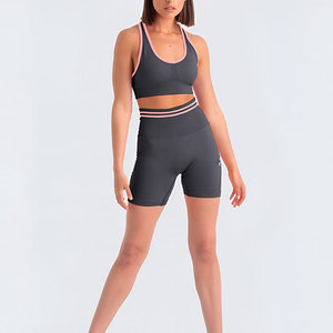 Women Yoga Clothing Two Piece <b>Set</b> Halter Neck Sports Bra Top With Shorts Wholesale Comfortable Activewear Gym Fitness Sportswear - Product Image 1
