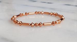 Belladec Elegant <b>Copper</b> Beaded Stretch <b>Bangle</b> Handmade Geometric Bead Minimalist Fashion Jewelry Gift Women's Classic Red <b>Copper</b> - Product Image 3