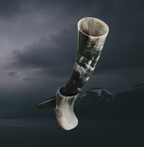 Viking <b>Drinking</b> Horn with <b>Stand</b> Handcrafted Ox Horn Beer Mead Party Decoration Gift Collectible Display Accessory - Product Image 3