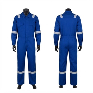 Combinaison de travail bleue de qualité supérieure en polycoton 240 GSM avec bande réfléchissante, poches utilitaires, logo personnalisé, certifiée CE, imperméable - Product Image 1