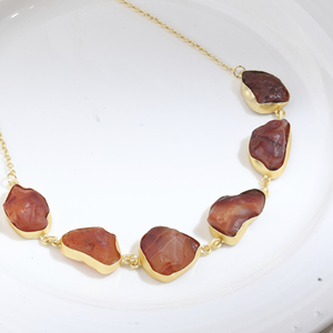 Collier en pierre naturelle plaqué or, style bohème, ensemble de bijoux pour femmes pour les occasions de fête - Product Image 1
