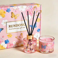 Set Hadiah Aromaterapi Kotak Mewah Hijau Dengan Botol Semprot Lilin Diffuser Reed Pita untuk Hadiah Liburan Perusahaan