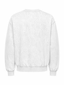 Sudadera de cuello redondo para hombre, blanca, con efecto acid wash, estilo casual, de manga larga y corte holgado. - Product Image 2