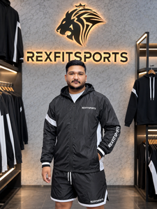 REXFIT <b>SPORTS</b> 2026 Custom Men Nylon Tracksuit <b>Jacket</b> Shorts Set Lightweight Breathable Hooded Windbreaker Sportswear Streetwear - Product Image 2