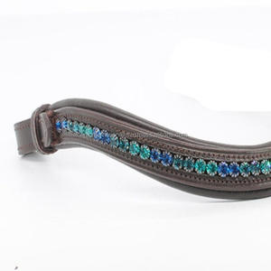 Banda para cejas de caballo de cuero acolchado de calidad superior con piedras de cristales brillantes Cadena de diamante banda para cejas para caballos - Product Image 6