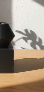 Vase géométrique moderne noir mat, pot de fleurs en métal architectural nordique, base carrée minimaliste, ornement artistique de bureau pour la décoration - Product Image 5