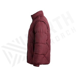 Hooded Quilted Waterproof <b>Bubble</b> Jacket Black Full Sleeve Winter Windproof Cotton Shell Knitted Fabric Polyester Filling Stand - Product Image 3