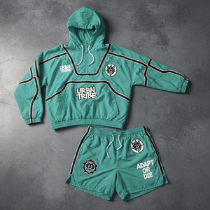 Ensemble de survêtement sportif deux pièces pour homme, coupe-vent thermique imprimé personnalisé OEM/ODM 2026, short en coton respirant à séchage rapide - Product Image 1