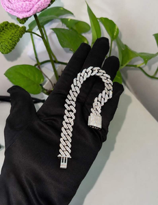 Bracelet cubain de luxe en moissanite sertie, fermoir pavé en argent 925, bijou fantaisie hip-hop, cadeau pour homme et femme - Product Image 2