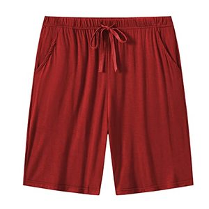 <b>Men's</b> Solid <b>Red</b> Cotton Bermuda <b>Shorts</b> With Drawstring Waist And Pockets Casual Breathable Woven Style - Product Image 1