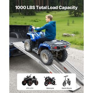 2 Rampe in Alluminio Resistenti, Capacità 450 kg, Superficie Piatta Più Larga con Maniglia in Gomma, Universali e Stabili, Nuove Condizioni - Product Image 2
