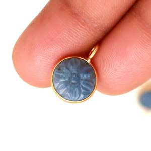 Colgante de flor de ópalo azul natural tallado a mano, amuleto de piedra preciosa, joyería de plata de ley 925, colgante de ópalo azul para joyería, 11 mm - Product Image 6