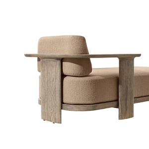 Chaise longue élégante en teck avec coussin rembourré, style moderne, pour extérieur, hôtel, villa, resort - Product Image 5