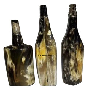 Vase décoratif nautique en corne de cerf authentique sculptée style ange, artisanat naturel avec support métallique - Product Image 4