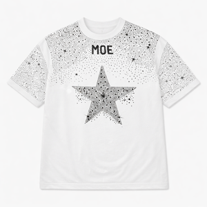 Camiseta Blanca de Lujo para Hombre con Gráfico de Estrella de Diamantes de Imitación, Oversize de Algodón, Estilo Urbano, con Cristales, Moda, Marca Privada OEM USA - Product Image 6