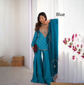 New Designer Modern Heavy simar silk Fabric Traditional abaya dress Indian Pakistani Ethnic Stitched Sharara Suit Party - Product Image 1