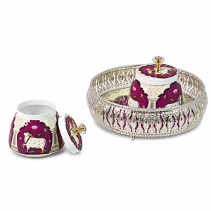 Panier en fer moderne fait main avec 2 bols décoratifs et couvercle |   Ensemble de décoration d'intérieur indien multifonctionnel en métal, idéal pour un cadeau - Product Image 2