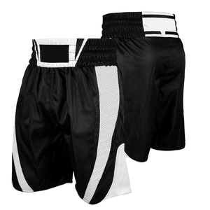 Shorts de boxe pour hommes, noir et blanc, respirants, en polyester, vêtements d'arts martiaux, coupe régulière, shorts d'entraînement pour adultes - Product Image 6