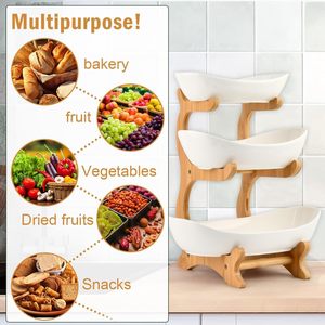 Juego de Recipientes de Bambú de 3 Niveles con Logotipo Personalizado, Soporte de Madera de Bambú, Bandeja Ovalada para Servir, Conservación de Frescura, Cocina, Restaurante - Product Image 6