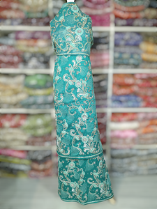 Lujoso vestido africano George envoltorio de seda con cuentas pesadas trabajo hecho a mano tendencia adultos Headtie para ocasiones especiales de invierno-Verano - Product Image 4