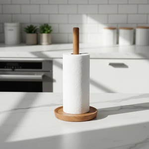 Porte-serviettes en papier moderne en bois pour cuisine, support de rouleau de papier essuie-tout sur pied, étagère de rangement moderne détachable - Product Image 1