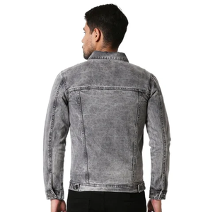LIMOS SPORTS <b>Custom</b> Designer Men's Casual Bomber <b>Denim</b> <b>Jacket</b> Luxury Hip Hop Style Spring Season Medium Wash Polyester/Cotton - Product Image 5