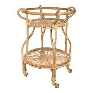 Multi Functional Rattan Serving Cart <b>Trolley</b> With Rolling <b>Wheels</b> And Spacious Storage For Dining Essentials - Product Image 2