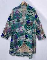 Kedatangan Baru Mantel Musim Dingin Unisex Jaket Katun Kantha Vintage Buatan Tangan Suzani Berlapis Kancing Tanduk Bolak-Balik.